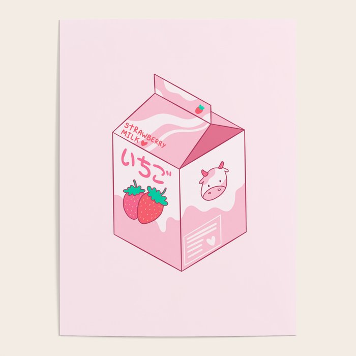 Kawaii Strawberry Milk Shake Poster Gallery Image 4