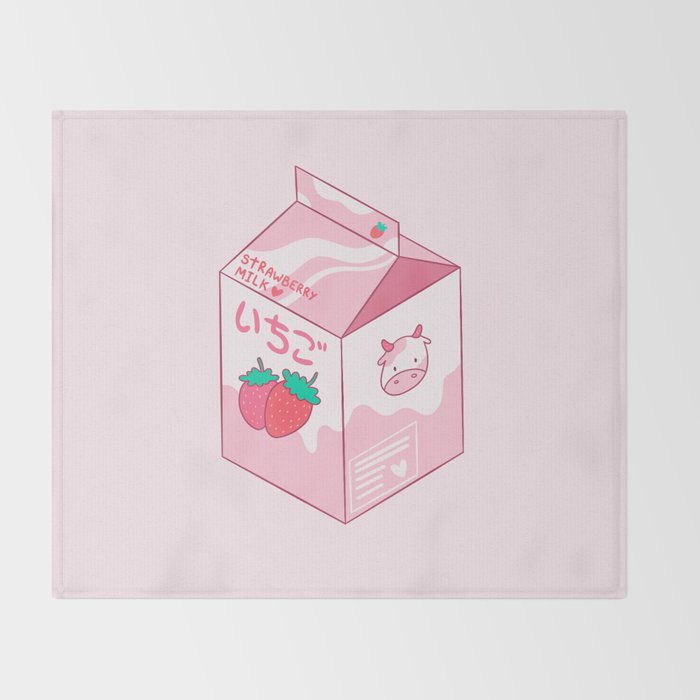 Kawaii Strawberry Milk Shake Throw Blanket Gallery Image 2