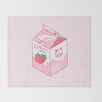 Kawaii Strawberry Milk Shake Throw Blanket Gallery Image 2