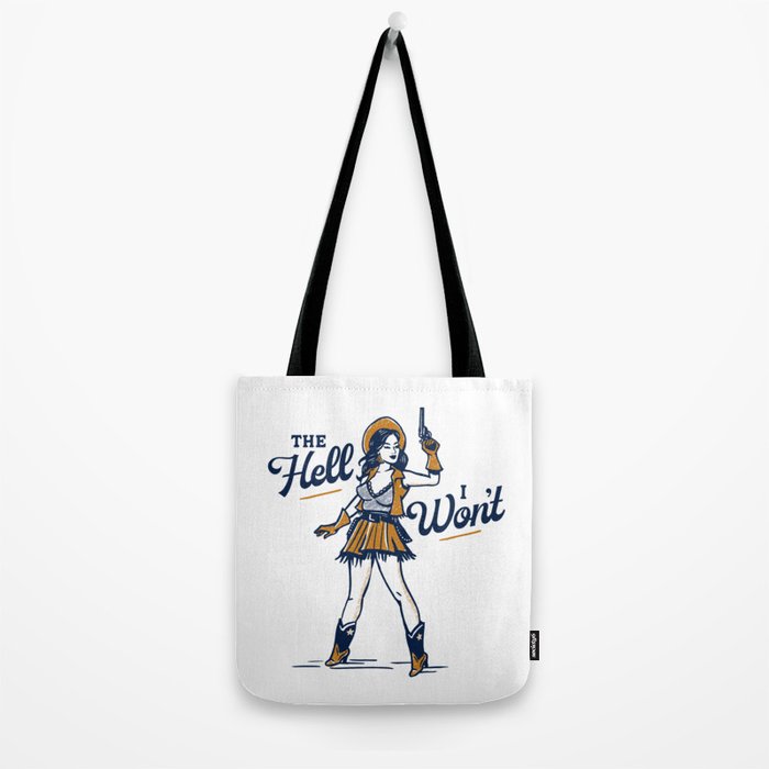 The Hell I Won't: Retro Cowgirl V.2 Tote Bag Gallery Image 2