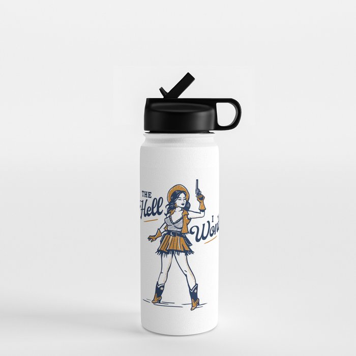 The Hell I Won't: Retro Cowgirl V.2 Water Bottle Gallery Image 1