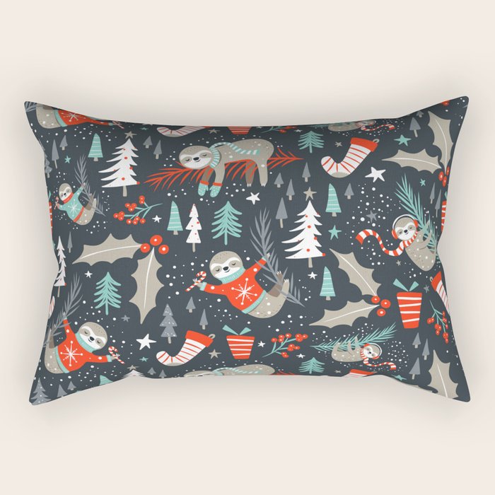 Slothy Holidays Rectangular Pillow Gallery Image 2