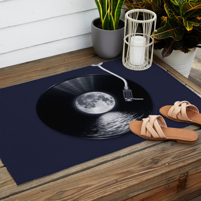 Vinyl moon Outdoor Rug Gallery Image 2