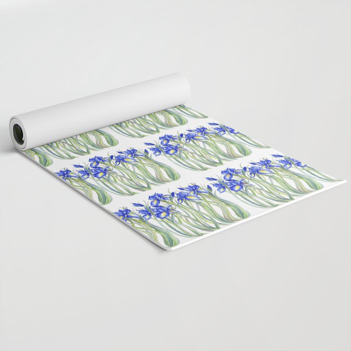 Blue Iris, Illustration Yoga Mat Gallery Image 2