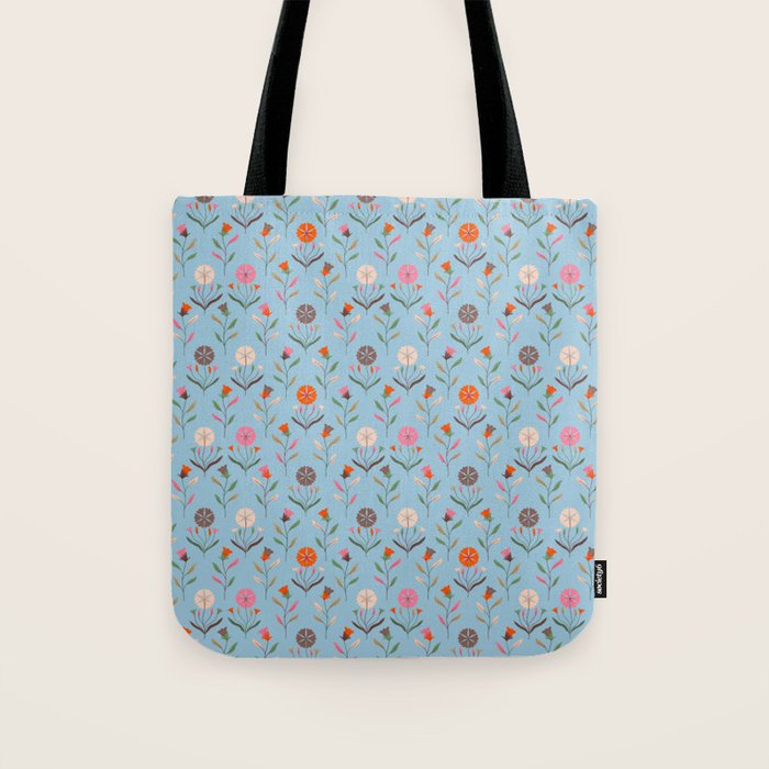 Folk Meadow - Vintage Floral Pattern Tote Bag Gallery Image 1