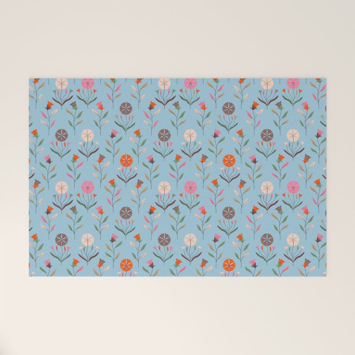 Folk Meadow - Vintage Floral Pattern Welcome Mat Gallery Image 1