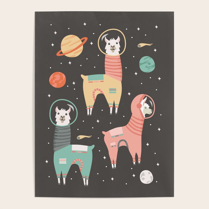 Astronaut Llamas in Space Poster Gallery Image 4