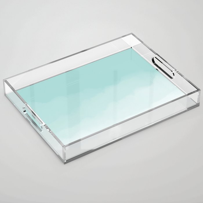 Pale Mint Blue Watercolor Ombre (pale mint blue/white) Acrylic Tray Gallery Image 1