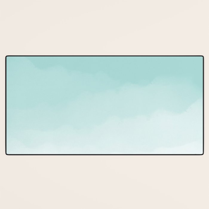 Pale Mint Blue Watercolor Ombre (pale mint blue/white) Desk Mat Gallery Image 3