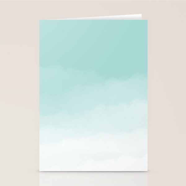 Pale Mint Blue Watercolor Ombre (pale mint blue/white) Stationery Card Gallery Image 1