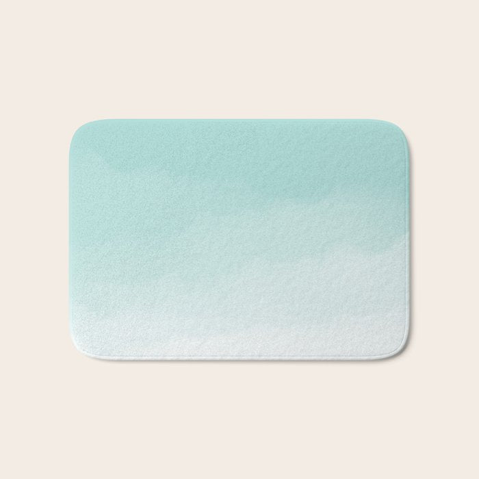 Pale Mint Blue Watercolor Ombre (pale mint blue/white) Bath Mat Gallery Image 1
