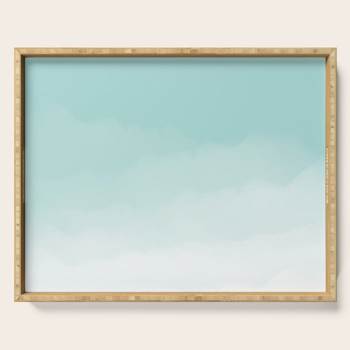 Pale Mint Blue Watercolor Ombre (pale mint blue/white) Serving Tray Gallery Image 1