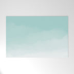 Pale Mint Blue Watercolor Ombre (pale mint blue/white) Welcome Mat Gallery Image 1