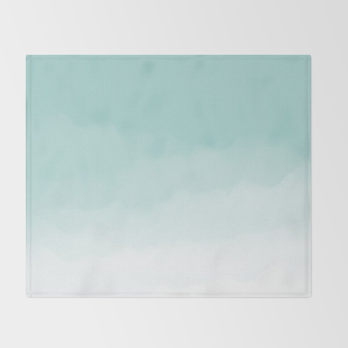 Pale Mint Blue Watercolor Ombre (pale mint blue/white) Throw Blanket Gallery Image 2