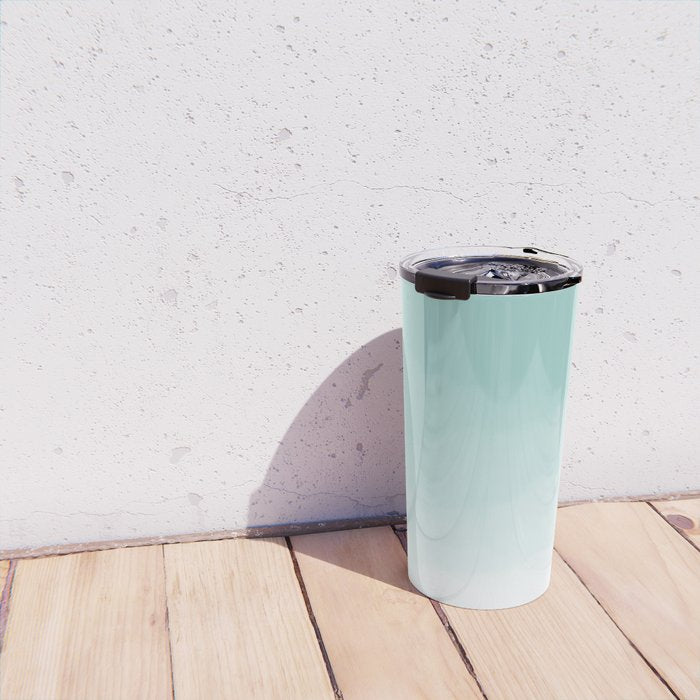 Pale Mint Blue Watercolor Ombre (pale mint blue/white) Travel Mug Gallery Image 4