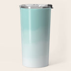 Pale Mint Blue Watercolor Ombre (pale mint blue/white) Travel Mug Gallery Image 2