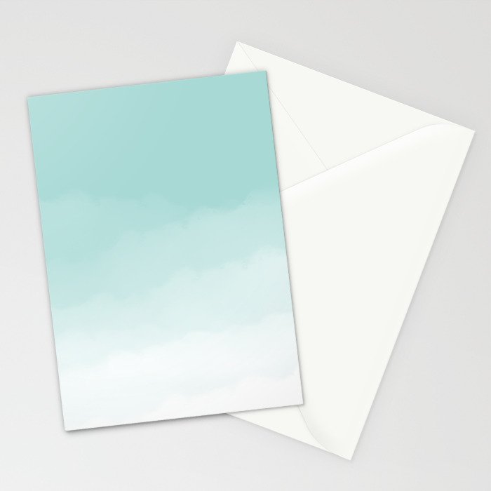 Pale Mint Blue Watercolor Ombre (pale mint blue/white) Stationery Card Gallery Image 2