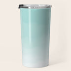 Pale Mint Blue Watercolor Ombre (pale mint blue/white) Travel Mug Gallery Image 3