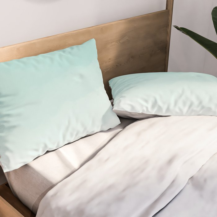 Pale Mint Blue Watercolor Ombre (pale mint blue/white) Pillow Sham Gallery Image 2