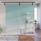 Pale Mint Blue Watercolor Ombre (pale mint blue/white) Wall Mural Gallery Image 1