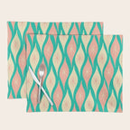 Mid Century Modern Atomic Christmas Abstract Ornaments Blush Pink and Bright Teal Pattern Placemat Gallery Image 1
