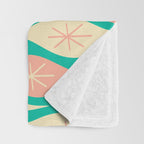 Mid Century Modern Atomic Christmas Abstract Ornaments Blush Pink and Bright Teal Pattern Throw Blanket Gallery Image 3