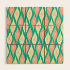 Mid Century Modern Atomic Christmas Abstract Ornaments Blush Pink and Bright Teal Pattern Wood Wall Art Gallery Image 1
