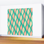 Mid Century Modern Atomic Christmas Abstract Ornaments Blush Pink and Bright Teal Pattern Wall Mural Gallery Image 2