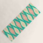 Mid Century Modern Atomic Christmas Abstract Ornaments Blush Pink and Bright Teal Pattern Yoga Mat Gallery Image 1