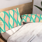 Mid Century Modern Atomic Christmas Abstract Ornaments Blush Pink and Bright Teal Pattern Pillow Sham Gallery Image 2