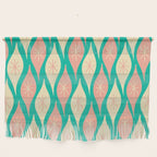 Mid Century Modern Atomic Christmas Abstract Ornaments Blush Pink and Bright Teal Pattern Wall Hanging Gallery Image 1