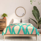 Mid Century Modern Atomic Christmas Abstract Ornaments Blush Pink and Bright Teal Pattern Comforter Gallery Image 3