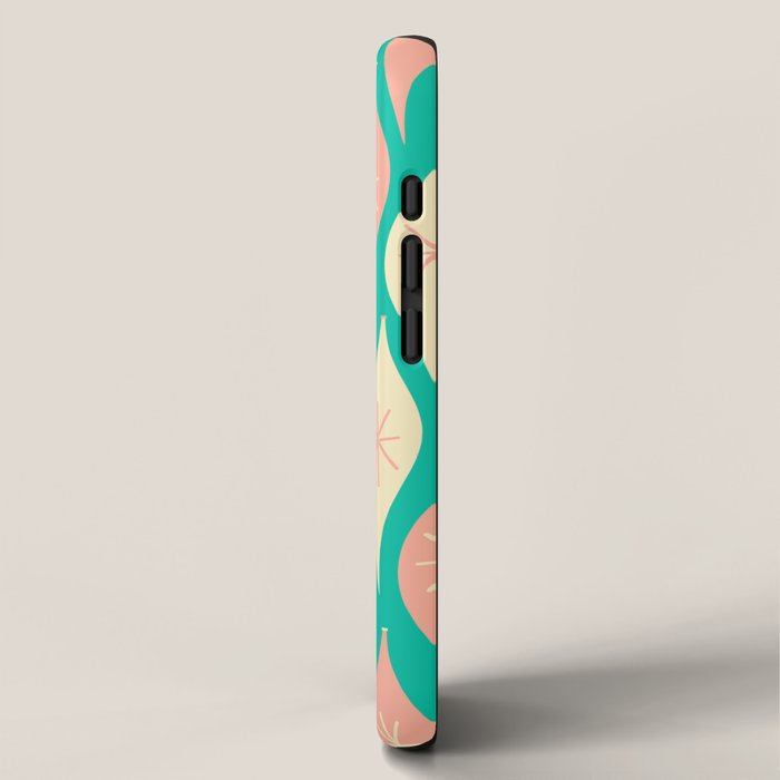 Mid Century Modern Atomic Christmas Abstract Ornaments Blush Pink and Bright Teal Pattern iPhone Case Gallery Image 2