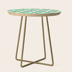 Mid Century Modern Atomic Christmas Abstract Ornaments Blush Pink and Bright Teal Pattern Side Table Gallery Image 1