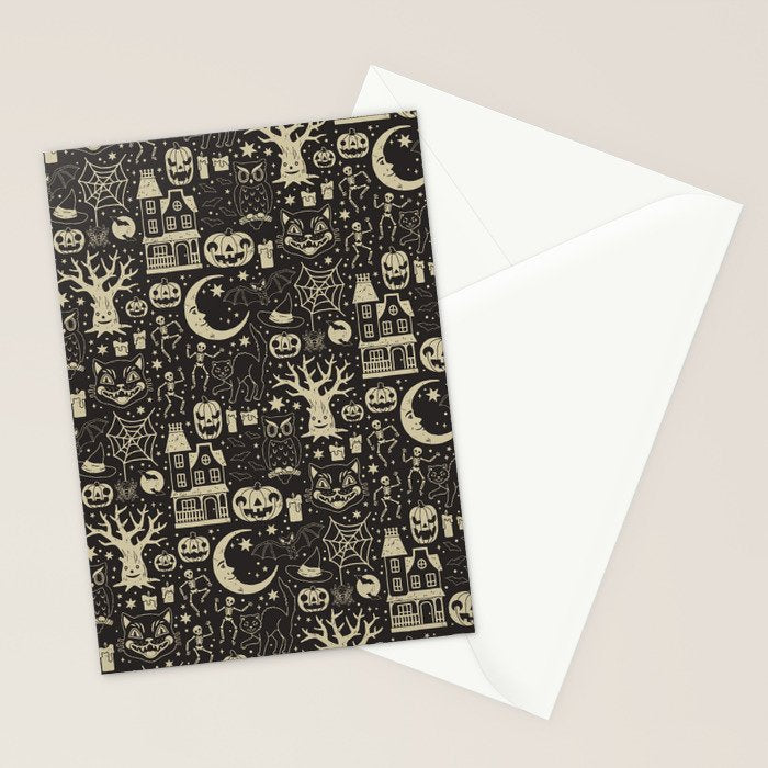 Vintage Halloween: Black Cat Stationery Card Gallery Image 2