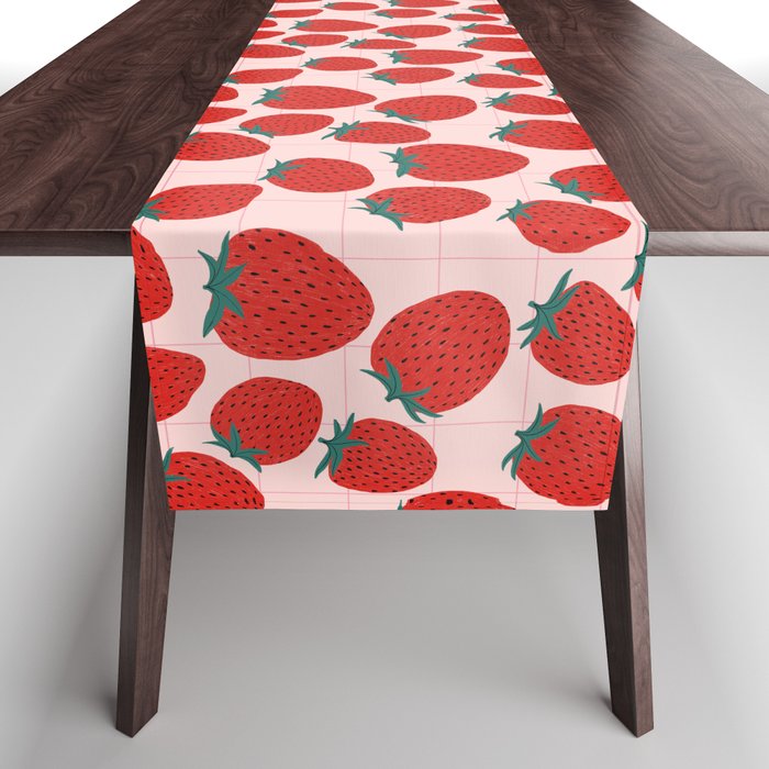 Strawberries and market I Table Runner Gallery Image 1