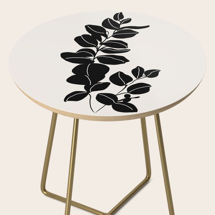 Eucalyptus line art - black Side Table Gallery Image 2
