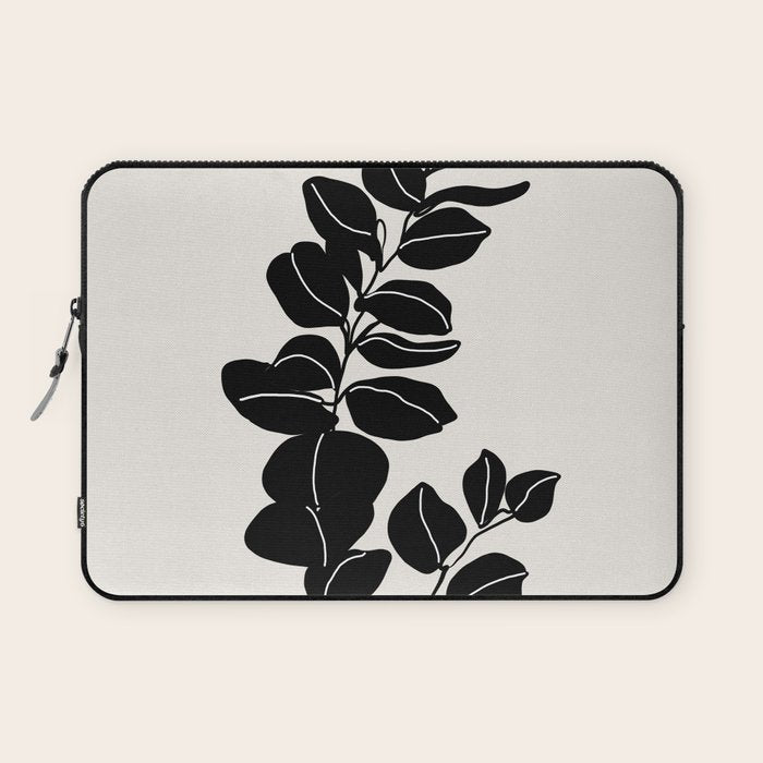 Eucalyptus line art - black Laptop Sleeve Gallery Image 1