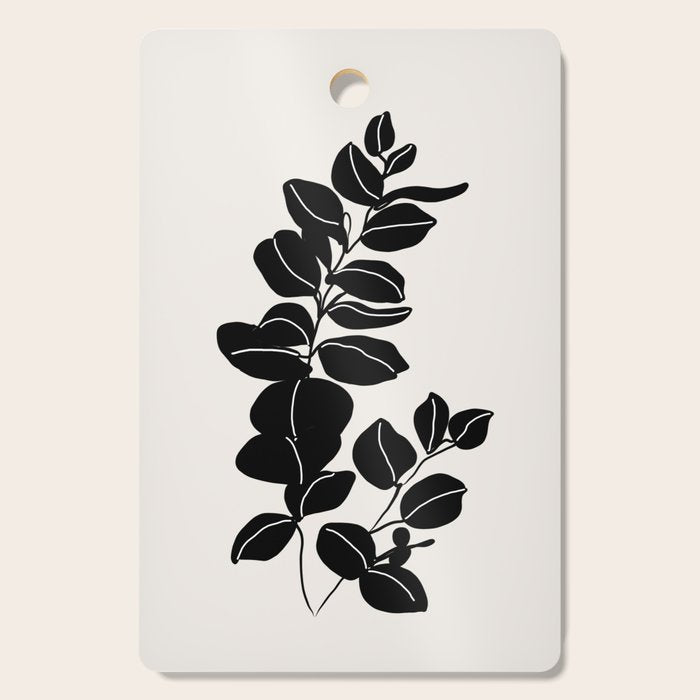 Eucalyptus line art - black Cutting Board Gallery Image 1