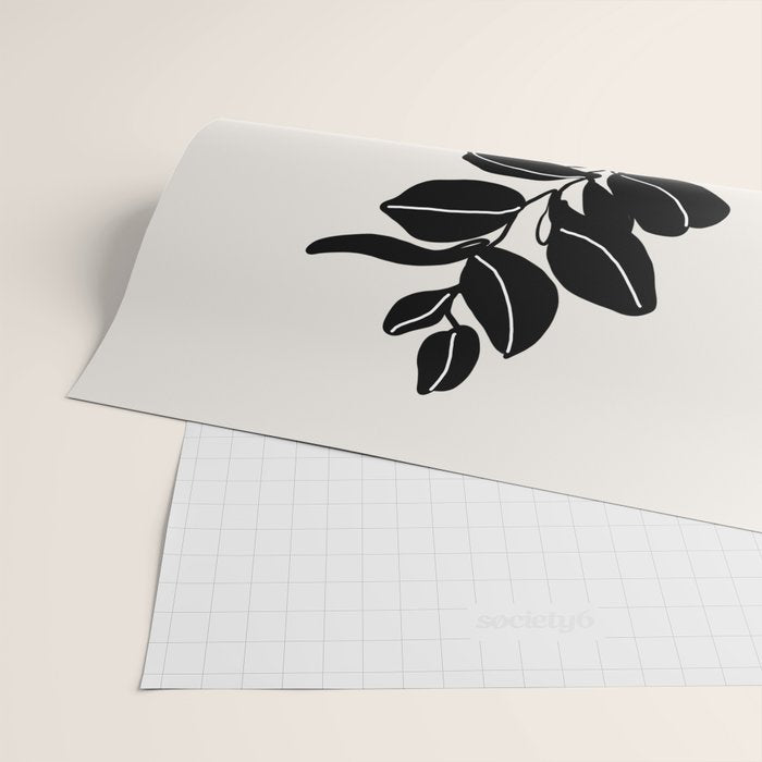 Eucalyptus line art - black Wrapping Paper Gallery Image 2