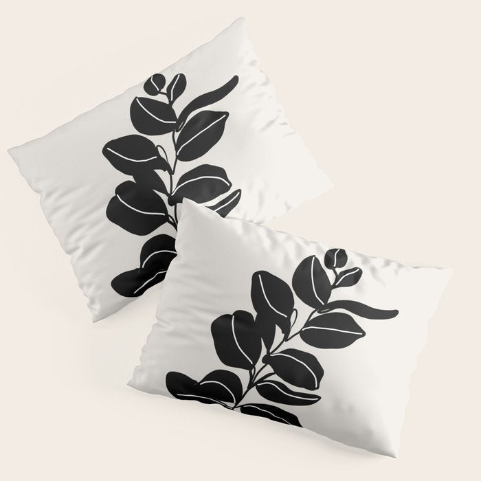 Eucalyptus line art - black Pillow Sham Gallery Image 3