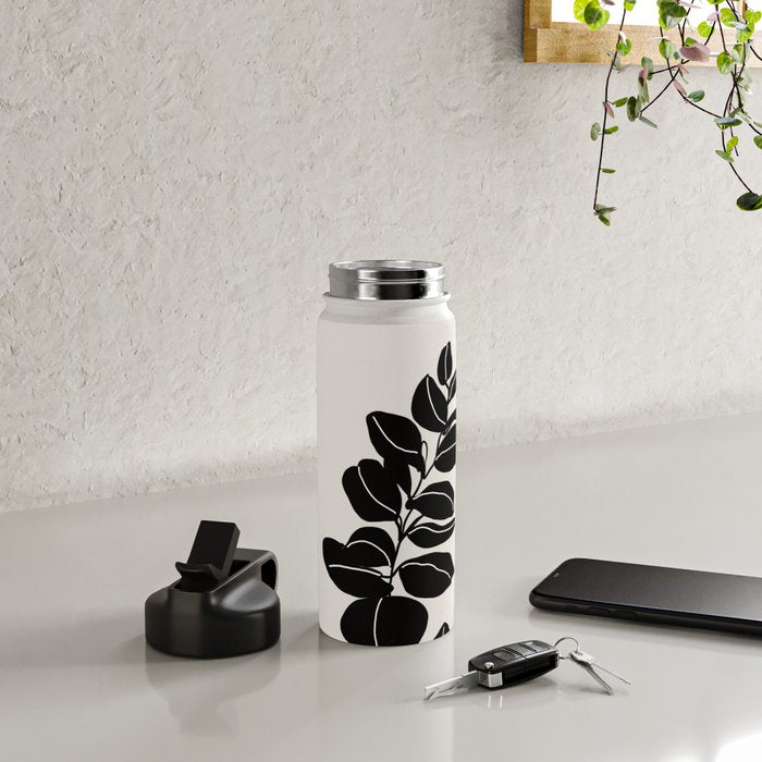 Eucalyptus line art - black Water Bottle Gallery Image 4