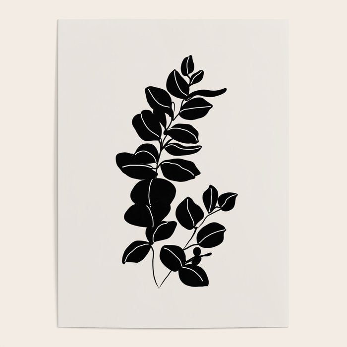 Eucalyptus line art - black Poster Gallery Image 1