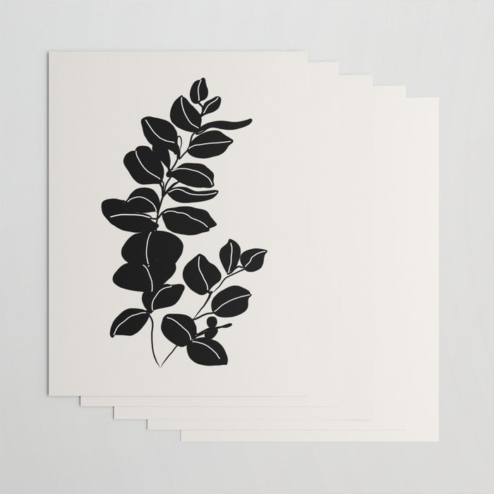 Eucalyptus line art - black Wrapping Paper Gallery Image 3