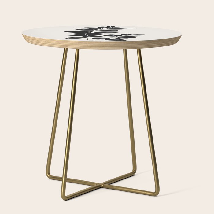 Eucalyptus line art - black Side Table Gallery Image 1