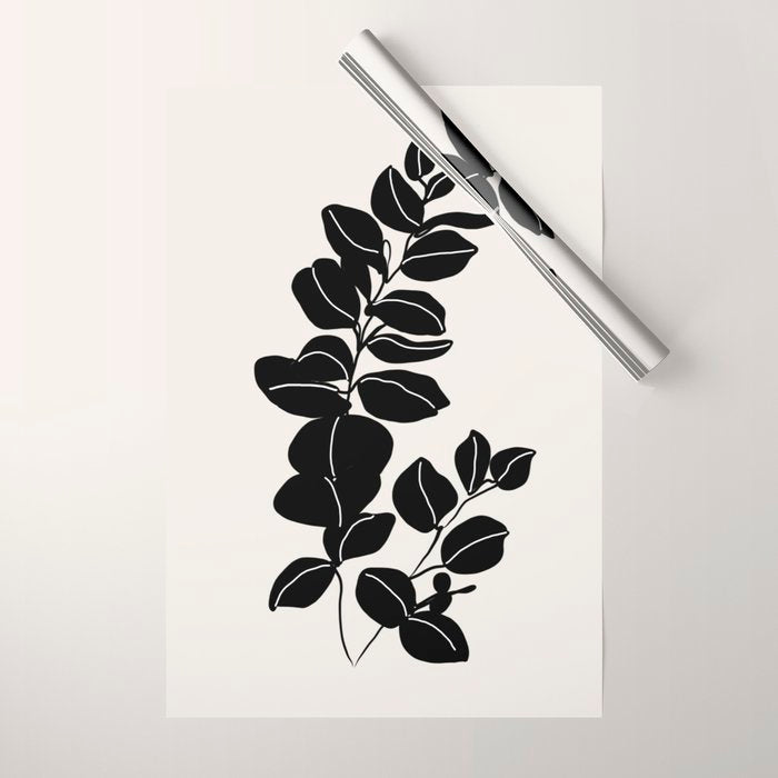 Eucalyptus line art - black Wrapping Paper Gallery Image 1