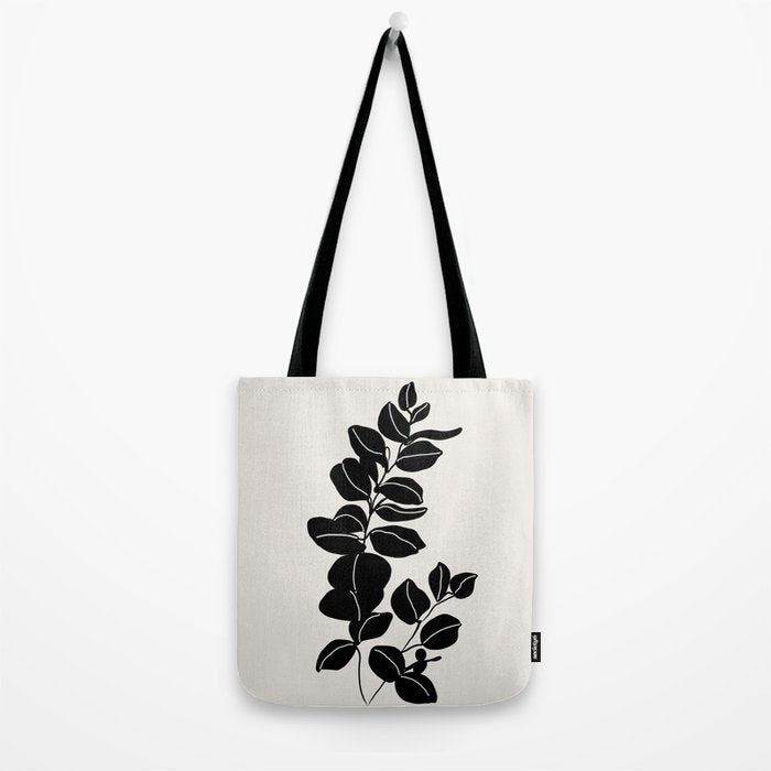 Eucalyptus line art - black Tote Bag Gallery Image 2
