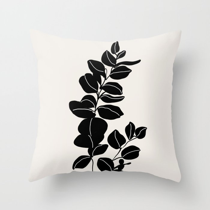 Eucalyptus line art - black Throw Pillow Gallery Image 6