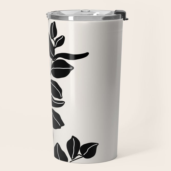 Eucalyptus line art - black Travel Mug Gallery Image 2