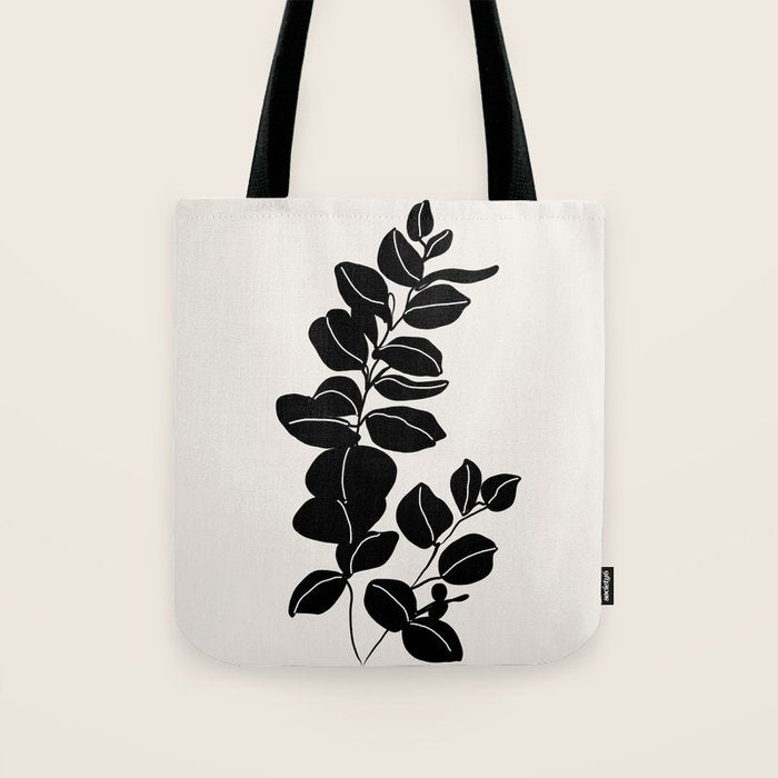 Eucalyptus line art - black Tote Bag Gallery Image 1
